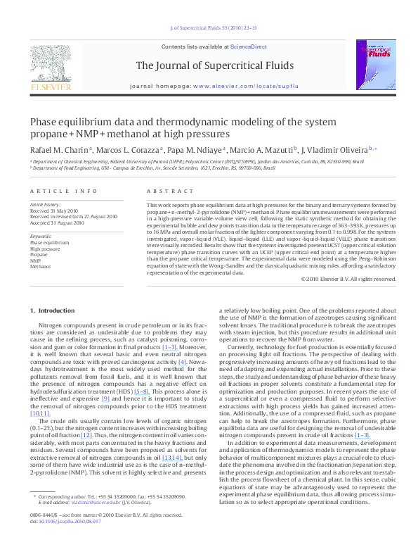 (PDF) Phase equilibrium data and thermodynamic modeling of the system ...