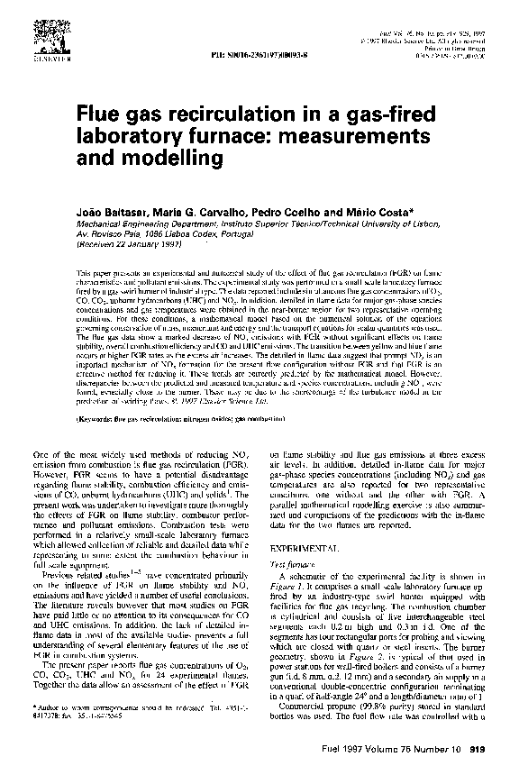 (PDF) Flue gas recirculation in a gasfired laboratory furnace