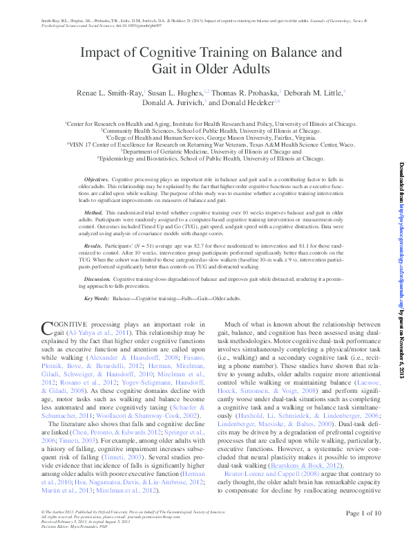 (PDF) Impact of Cognitive Training on Balance and Gait in Older Adults