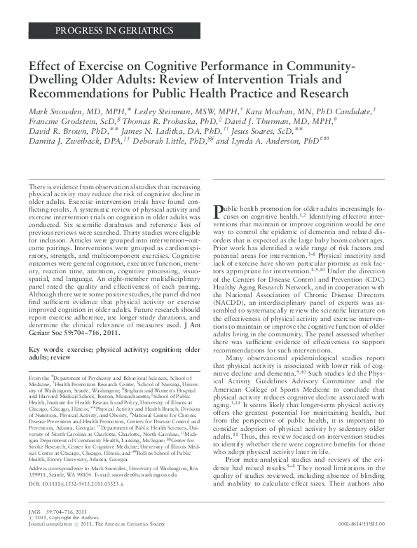 (PDF) Effect of Exercise on Cognitive Performance in Community-Dwelling ...