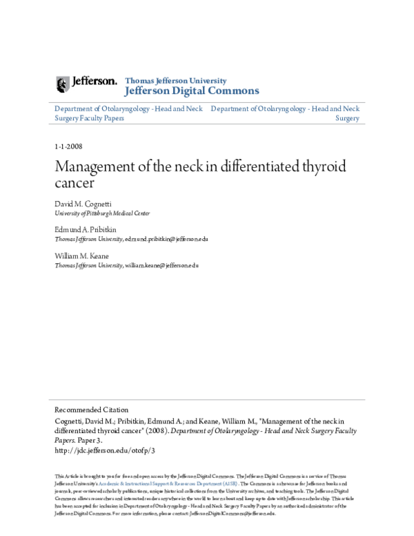 (PDF) Management of the neck in differentiated thyroid cancer