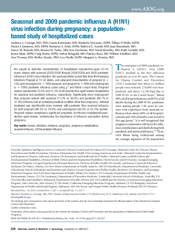 (PDF) Seasonal and 2009 pandemic influenza A (H1N1) virus infection ...