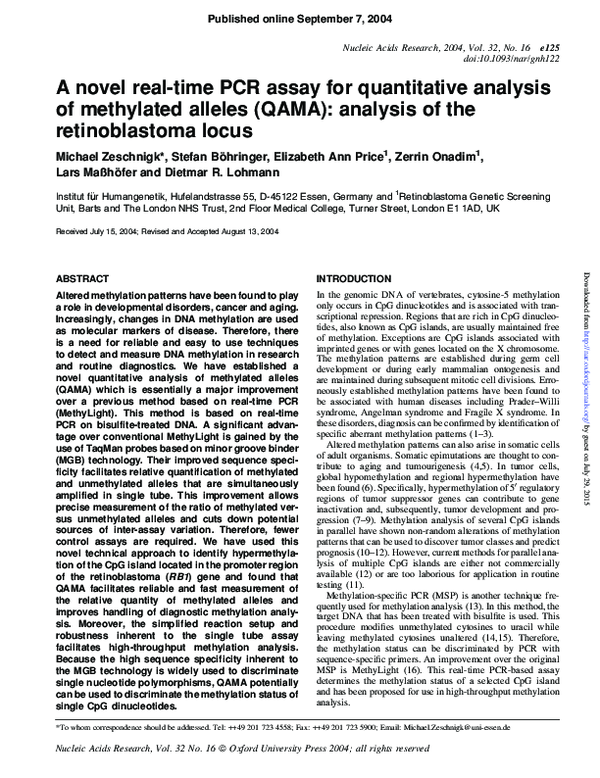 (PDF) A novel real-time PCR assay for quantitative analysis of ...