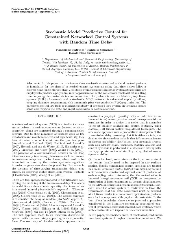 (PDF) Stochastic model predictive control for constrained discrete-time ...