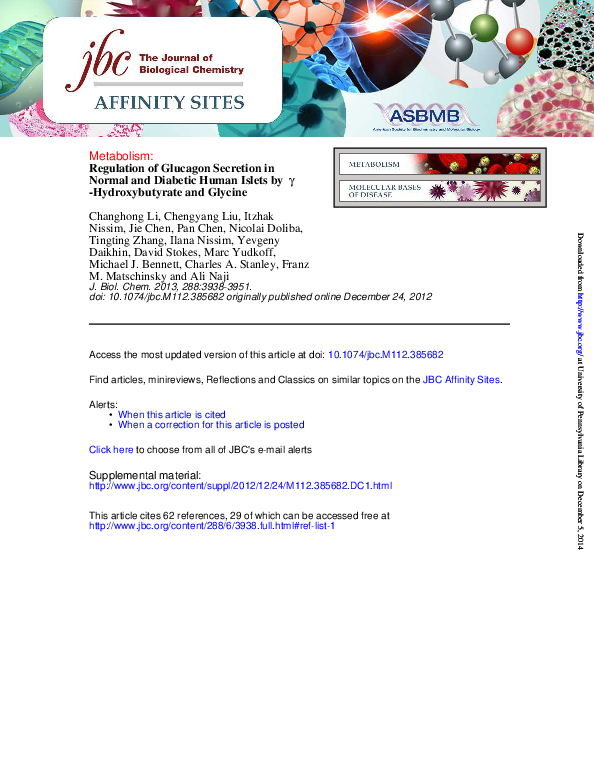 (PDF) Regulation of Glucagon Secretion in Normal and Diabetic Human ...