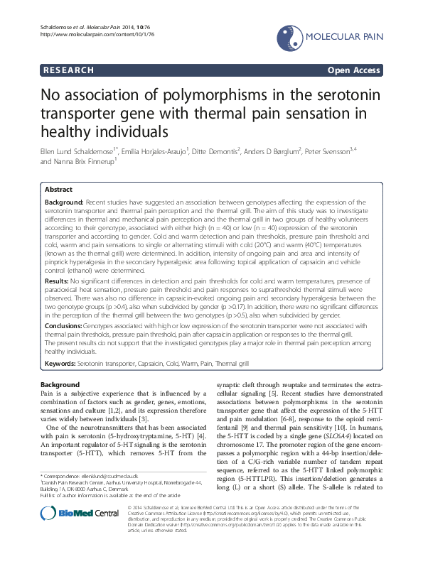 (PDF) No association of polymorphisms in the serotonin transporter gene ...