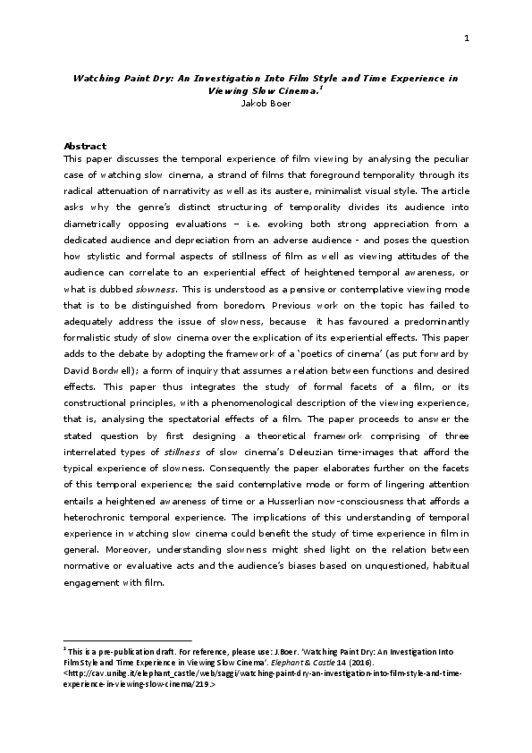 (PDF) Watching Paint Dry An Investigation Into Film Style and Time