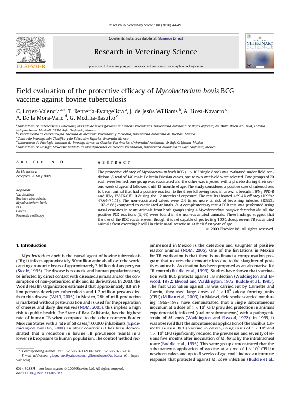 (PDF) Field evaluation of the protective efficacy of Mycobacterium ...