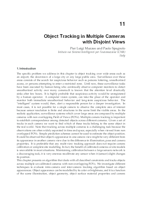 (PDF) Object Tracking in Multiple Cameras with Disjoint Views