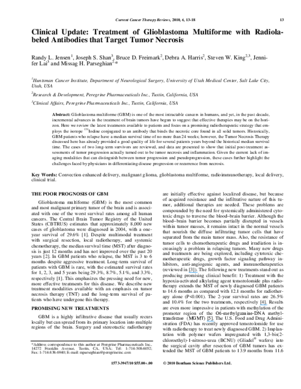 (PDF) Clinical Update: Treatment of Glioblastoma Multiforme with ...