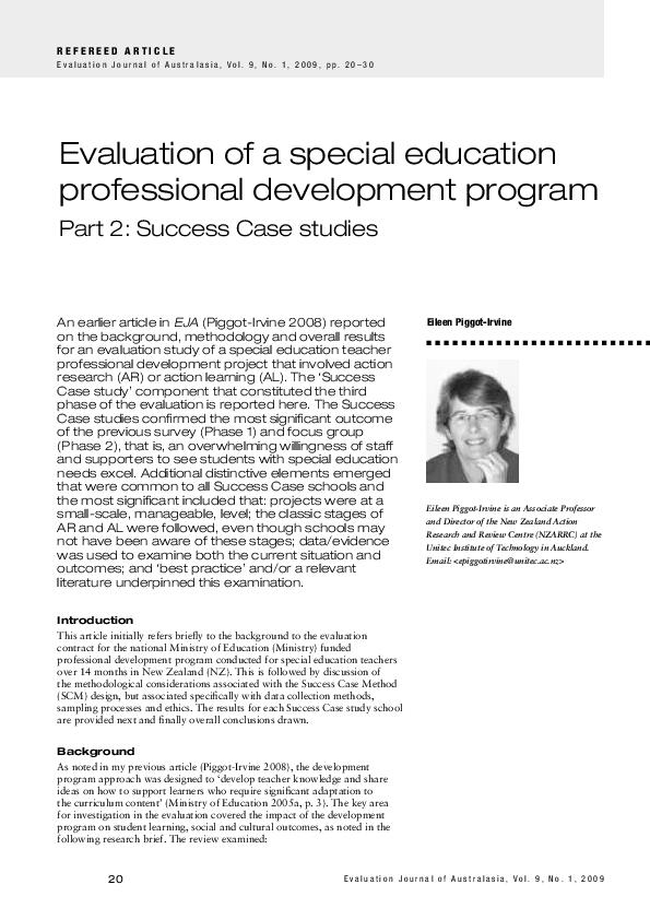 (PDF) Evaluation of a special education professional development ...