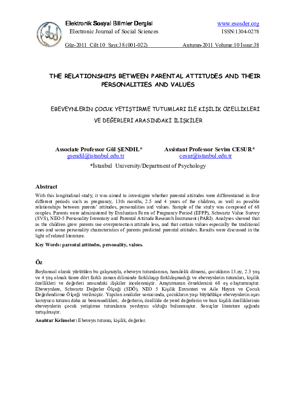 (PDF) The Relationships Between Parental Attitudes and Their ...