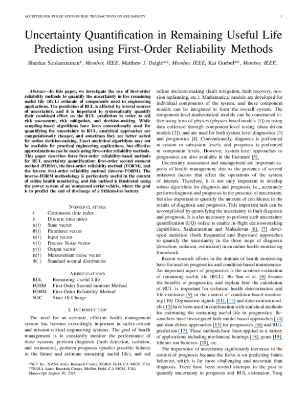 (PDF) Uncertainty Quantification in Remaining Useful Life Prediction ...