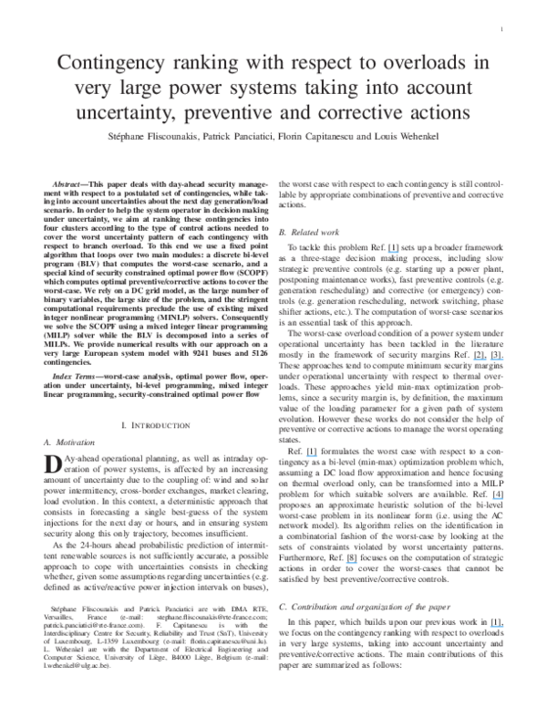 (PDF) Contingency ranking with respect to overloads in very large power ...