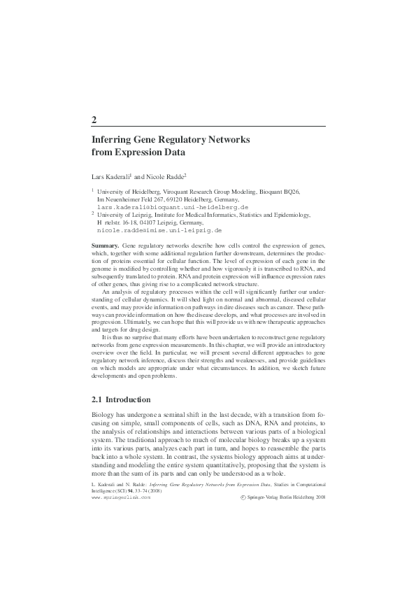 (PDF) Inferring gene regulatory networks from expression data using ...