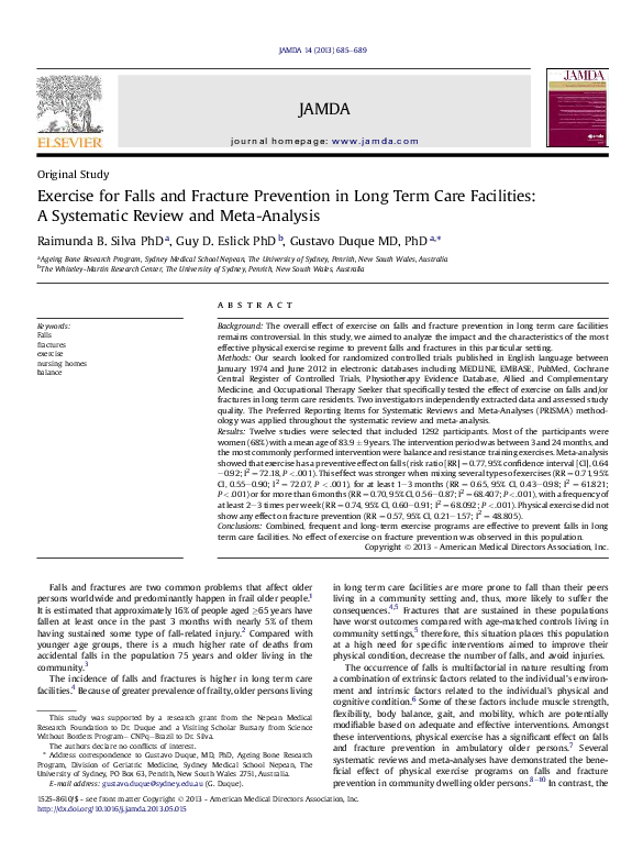(PDF) Exercise for Falls and Fracture Prevention in Long Term Care ...