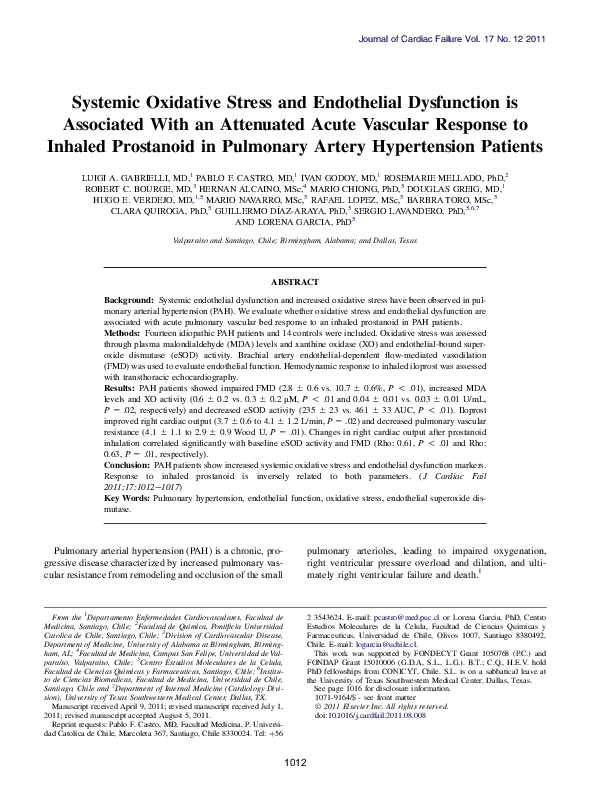 (PDF) Oxidative Stress and Its Relation With Peripheral Endothelial ...