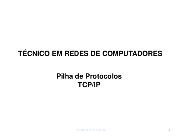 (PDF) Camadas do Modelo TCP Pilha de Protocolos TCP/IP TÉCNICO EM REDES ...