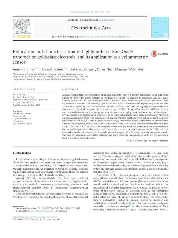 (PDF) Fabrication and characterization of highly-ordered Zinc Oxide ...