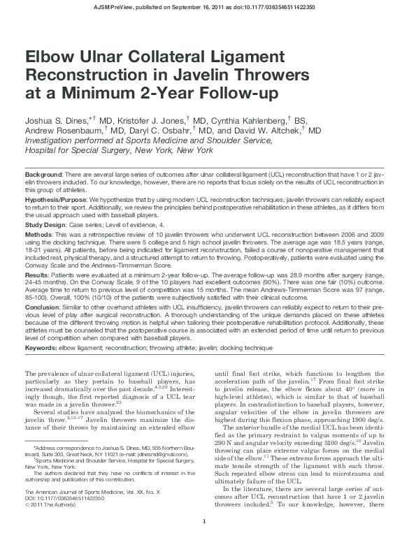 (PDF) Elbow Ulnar Collateral Ligament Reconstruction in Javelin