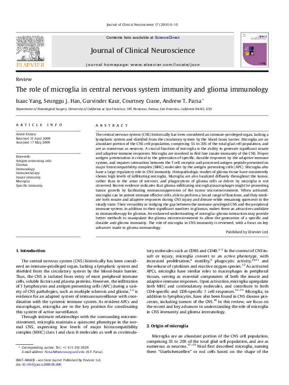 (PDF) The role of microglia in central nervous system immunity and ...