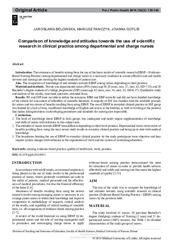 (PDF) Comparison of Knowledge and Attitudes Towards the Use of ...