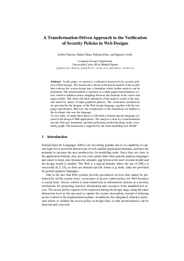 (PDF) A Transformation-Driven Approach to the Verification of Security ...