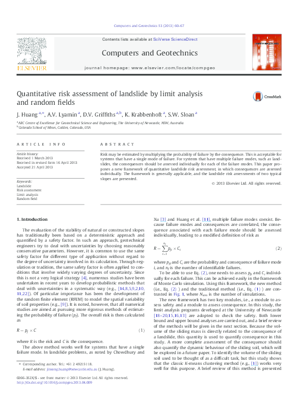 (PDF) Quantitative risk assessment of landslide by limit analysis and ...