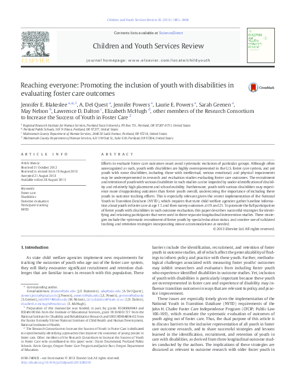 (PDF) Reaching everyone: Promoting the inclusion of youth with ...