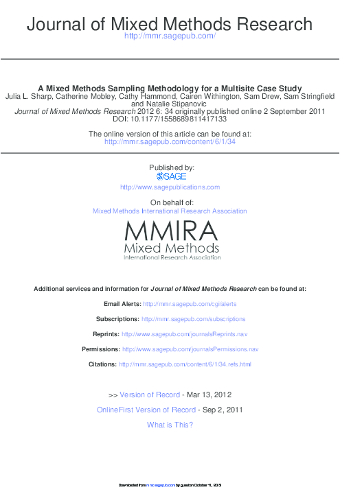 (PDF) A Mixed Methods Sampling Methodology for a Multisite Case Study