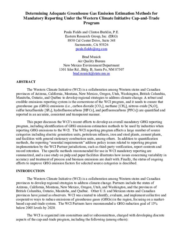(PDF) Determining Adequate Greenhouse Gas Emission Estimation Methods ...