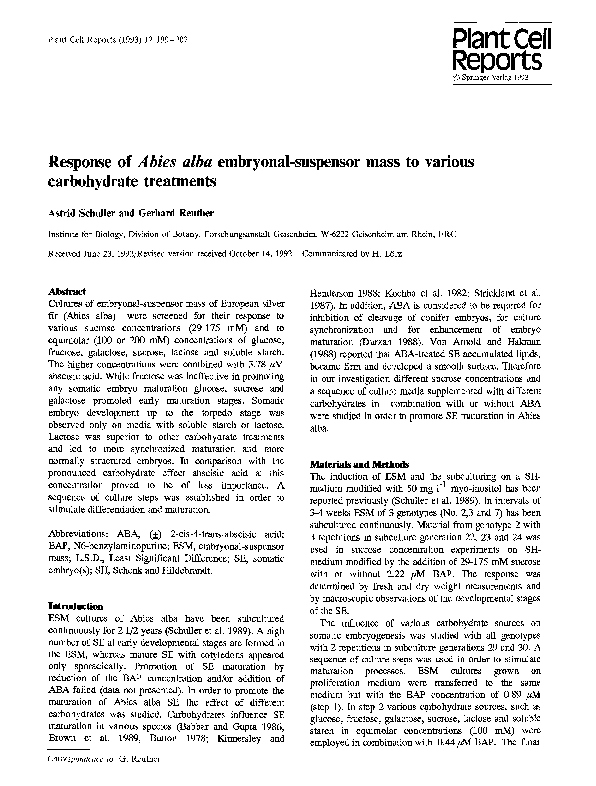 (PDF) Response of Abies alba embryonal-suspensor mass to various ...