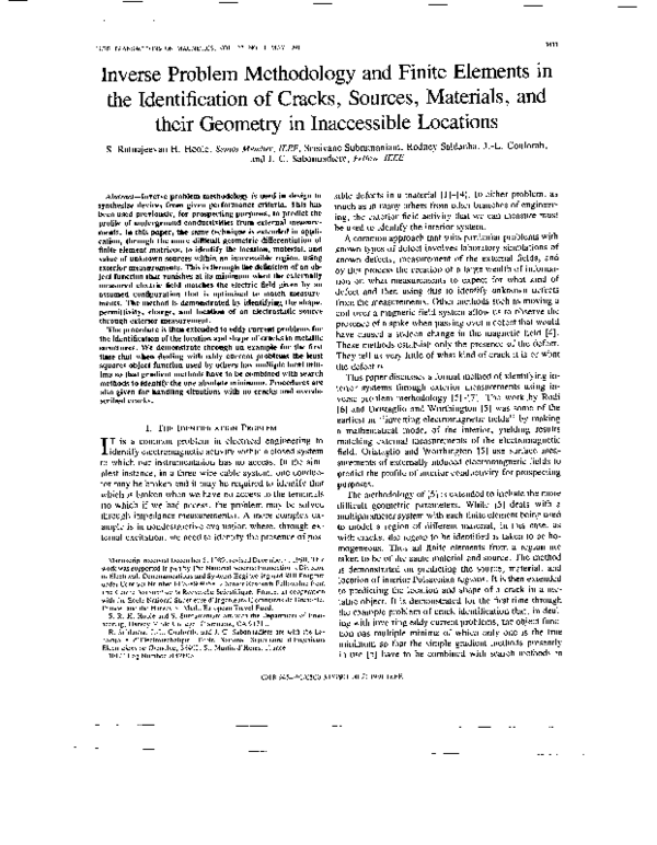 (PDF) Inverse problem methodology and finite elements in the ...