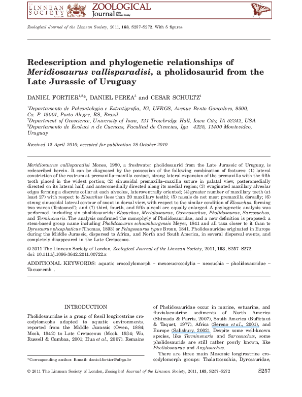 (PDF) Redescription and phylogenetic relationships of Meridiosaurus ...
