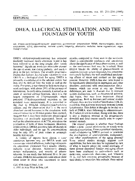 (PDF) DHEA, electrical stimulation, and the fountain of youth Paul