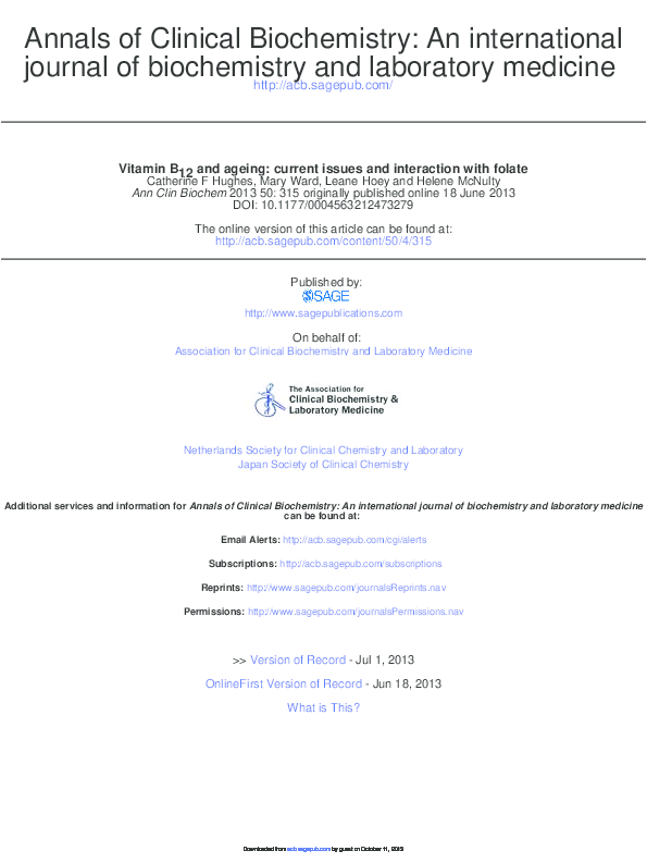 (PDF) Vitamin B12 and ageing current issues and interaction with