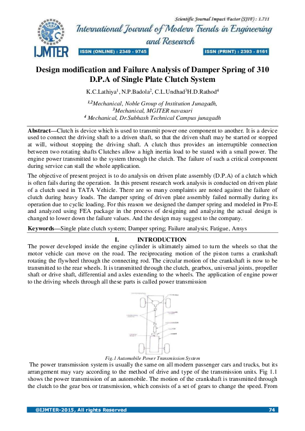 (PDF) Design modification and Failure Analysis of Damper Spring of 310