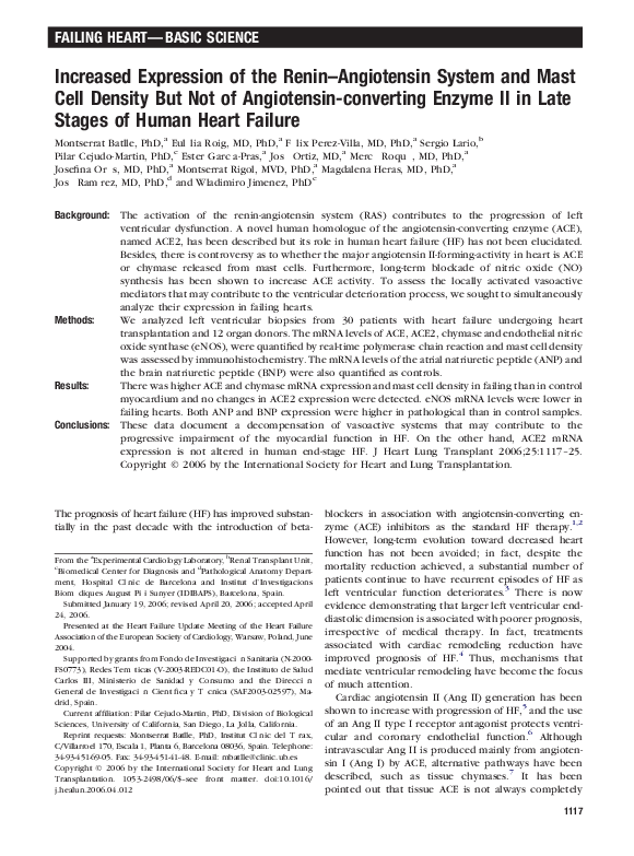 (PDF) Increased Expression of the Renin–Angiotensin System and Mast ...