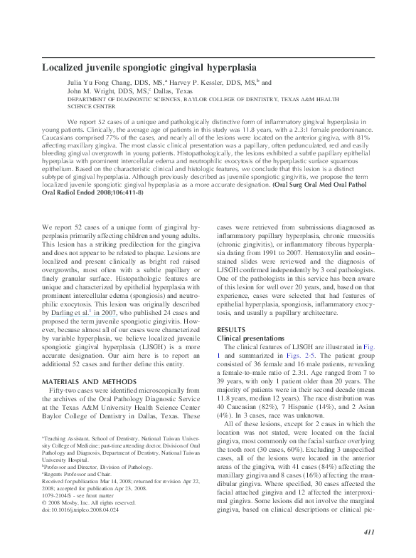 (PDF) Localized juvenile spongiotic gingival hyperplasia Harvey