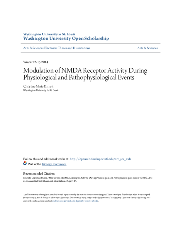 (PDF) Modulation of NMDA Receptor Activity During Physiological and ...
