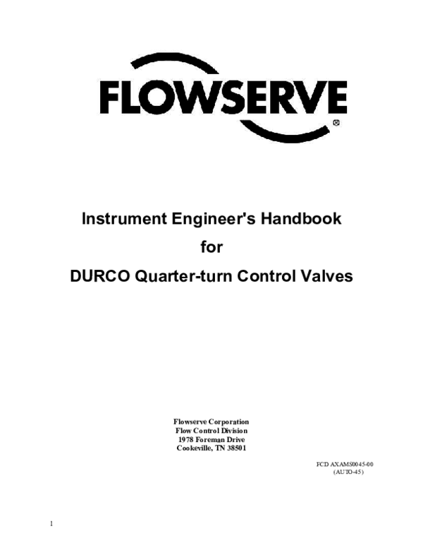 (PDF) Instrument Engineer's Handbook for DURCO Quarterturn Control Valves james torres