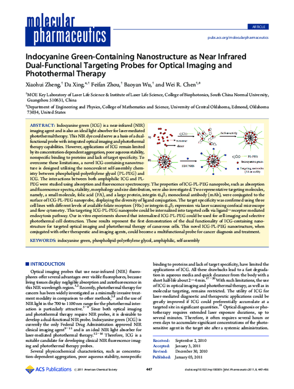 (PDF) Indocyanine Green-Containing Nanostructure as Near Infrared Dual ...