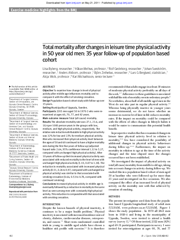 (PDF) Total mortality after changes in leisure time physical activity ...