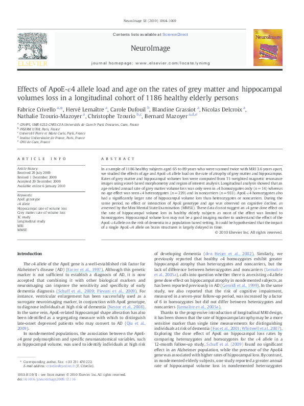 (PDF) Effects of ApoE-ɛ4 allele load and age on the rates of grey ...