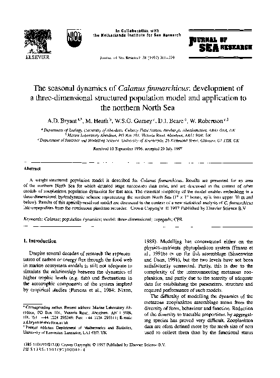 (PDF) The seasonal dynamics of Calanus finmarchicus: development of a ...
