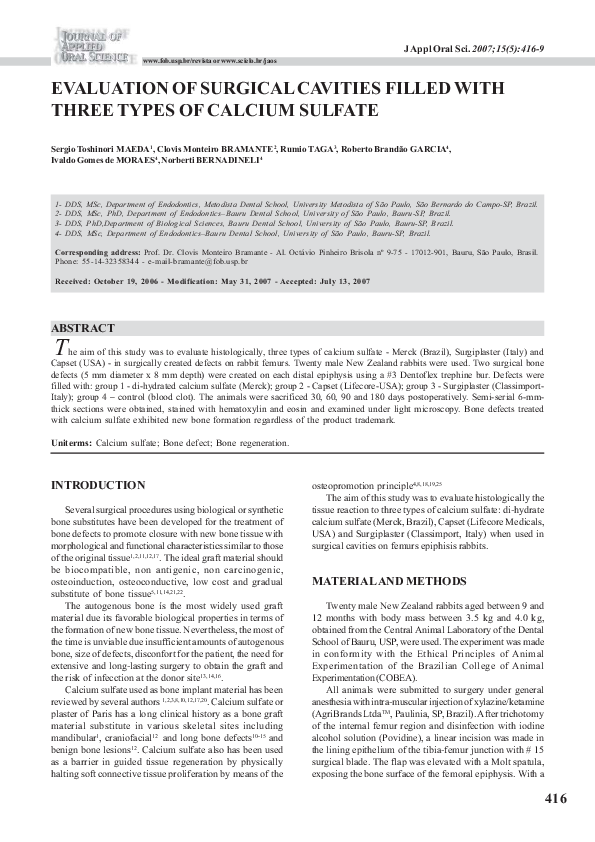 (PDF) Evaluation of surgical cavities filled with three types of ...