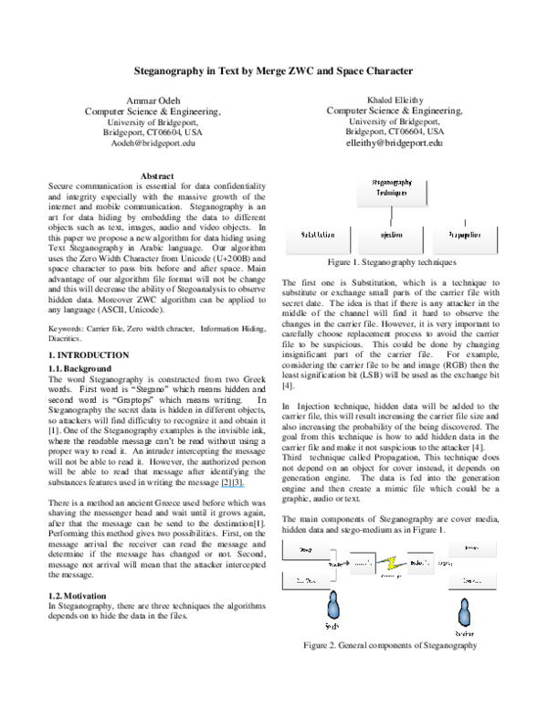 (PDF) Steganography in Text by Merge ZWC and Space Character