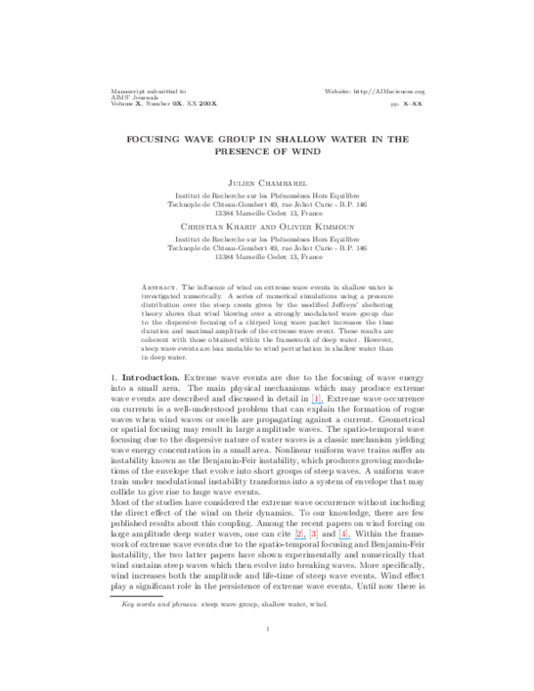 (PDF) Freak wave generation in shallow water