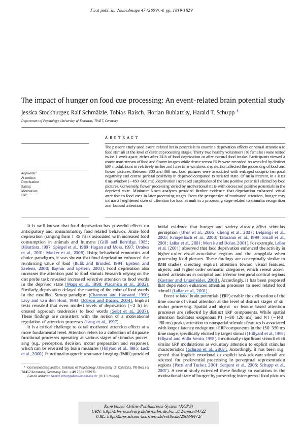  PDF The Impact Of Hunger On Food Cue Processing An Event related Brain Potential Study 
