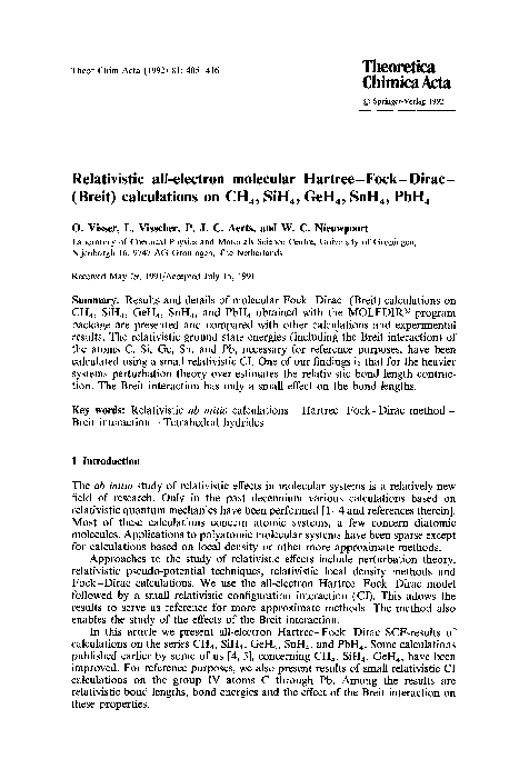 (PDF) Relativistic all-electron molecular Hartree-Fock-Dirac-(Breit ...